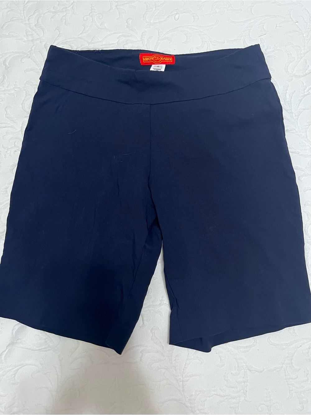 Crazy Larry Pull On Navy Shorts, size 8, 9” inseam, preppy, classic, stretch